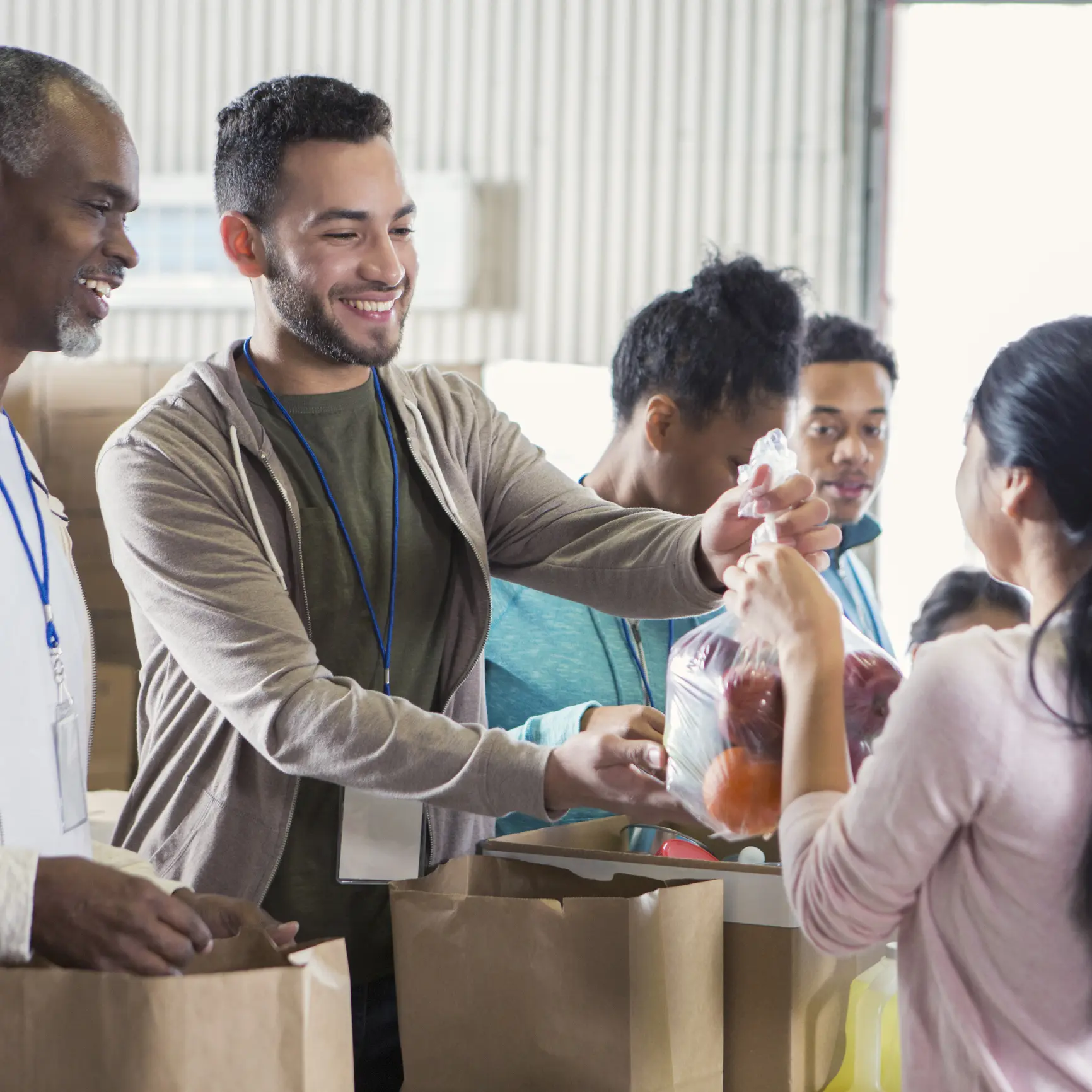Group helping at food donation event